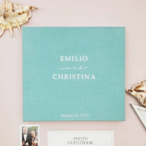 Wedding Guest Book, Mint Sea Blue Alternative Rustic Wedding Guest Book, Wedding Guest Book Ideas, Unique Wedding Guest Book, Instax Album image 1
