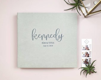 Light Gray Instax Photo Guestbook With Gray Lettering, Personalized Wedding Album, Alternative Guestbook, Wedding Guest Book