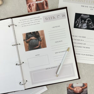Journal de grossesse, agenda de grossesse, agenda de grossesse, livre pour bébé, cadeau de grossesse, étape importante de la grossesse, faire-part de grossesse image 1