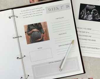 Diario de embarazo, Planificador de embarazo, Diario de embarazo, Libro de bebé, Regalo de embarazo, Hito del embarazo, Anuncio de embarazo