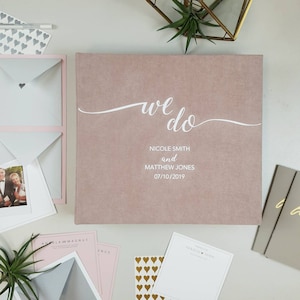 Livre d'or de mariage personnalisé avec enveloppes pour photos Instax et Polaroid ® avec cartes de souhaits et conseils, livre d'or personnalisé avec photo de mariage