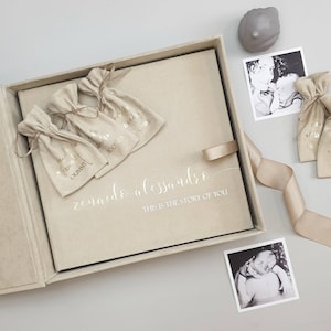 First Baby Memory Book With Large Memory Keepsake Box, 5 Bags, First Year Baby Book, 5 Year Baby Book, Modern Baby Book, Baby Shower Gift