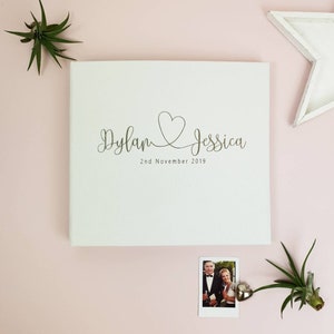Ivory Wedding Album with Metallic Silver Lettering, Instax Picture Album, Personalized Photo Guest Book, Instax Wedding Book, Advice Book