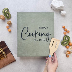 Pasta de receitas personalizada, livro de receitas, pasta personalizada A4 de 4 argolas com capas, pasta de capa dura, livro organizador de receitas, presente de culinária