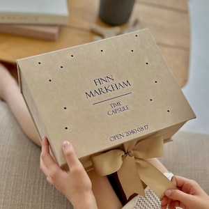 Personalized Handmade Baby Keepsake Box with Gold Lettering - Cherish Baby Memories Forever I Personalized Christening gift box