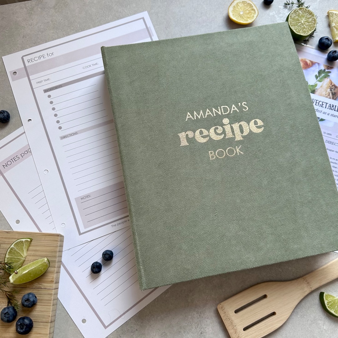 Personalised Recipe Book Binder, Cookbook, Custom A4 4 Ring Binder With