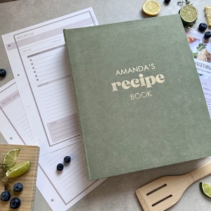 Raccoglitore per ricette personalizzato, libro di cucina, raccoglitore ad anelli A4 personalizzato con 4 maniche, raccoglitore con copertina rigida, libro per organizzare le ricette, regalo di cucina