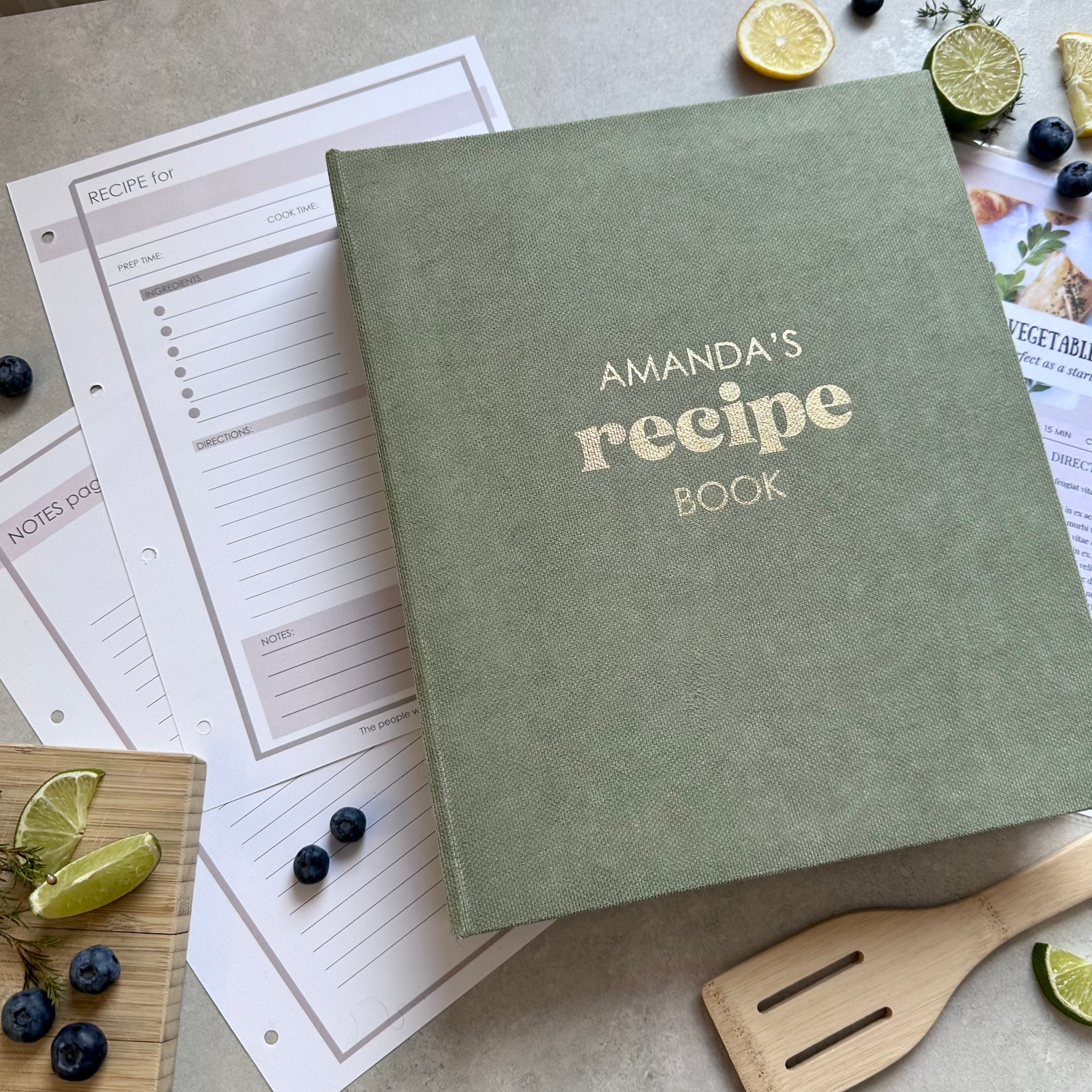 Personalised Recipe Book Binder, Cookbook, Custom A4 4 Ring Binder with Sleeves, Hard Cover Binder, Recipe Organizer book, Cooking Gift