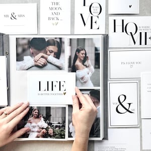 Cartes design pour album de mariage, cartes postales pour album photo avec de jolies citations, cadeau parfait pour les jeunes mariés, cartes postales pour scrapbooking