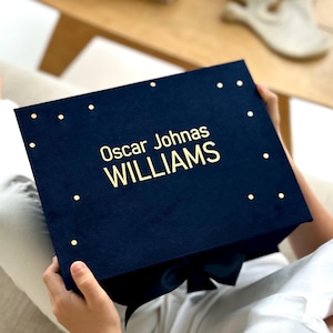 Personalized Handmade Baby Keepsake Box with Gold Lettering - Cherish Baby Memories Forever I  Personalized Christening gift box