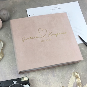 Dusty Pink Wedding Guest Book With Matte Gold Lettering, Instax Picture Album, Personalized Guest Book, Instax Wedding Book