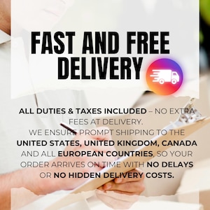 All duties and taxes are included, with no extra fees at delivery. We ensure prompt and reliable shipping to the United States, United Kingdom, Canada, Australia, and all European countries. Orders are processed quickly to arrive on time, with no delays or hidden delivery costs. Enjoy a smooth, worry-free experience knowing that your parcel will reach you without unexpected charges or waiting times. Free shipping US