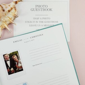 Wedding Guest Book, Mint Sea Blue Alternative Rustic Wedding Guest Book, Wedding Guest Book Ideas, Unique Wedding Guest Book, Instax Album image 4