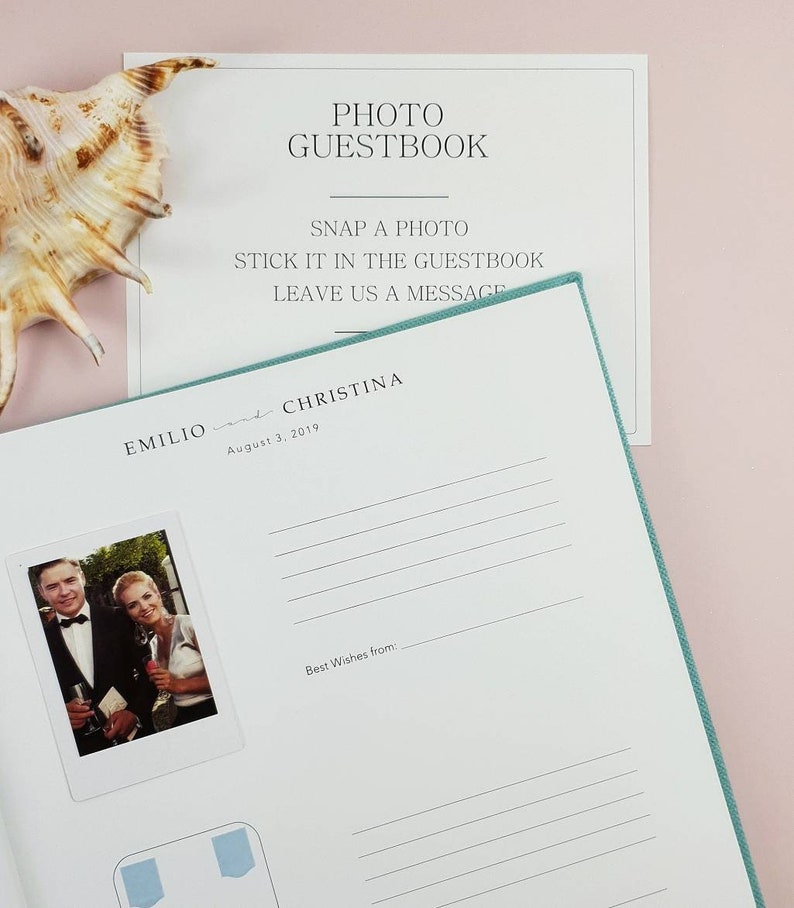 Wedding Guest Book, Mint Sea Blue Alternative Rustic Wedding Guest Book, Wedding Guest Book Ideas, Unique Wedding Guest Book, Instax Album image 4