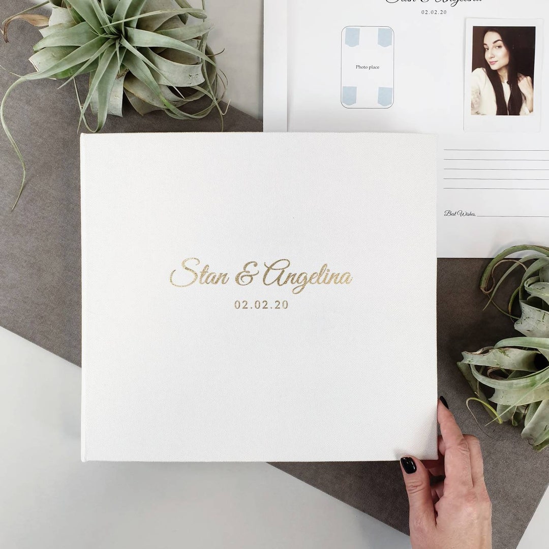 Wedding Guest Book Dark Gray With Matte Gold Lettering, Personalized Photo  Guest Book, Instax Wedding Album, Photo Booth Album 