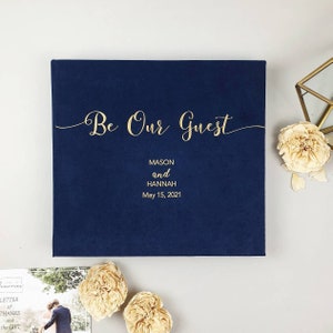 Navy Wedding Album With Foil Gold Lettering, Instax Picture Album, Personalized Photo Guest Book, Instax Wedding Book, Wedding Advice Book