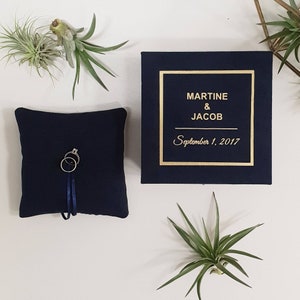 Personalized wedding ring box with pillow | Wedding ring pillow | Ring bearer box | Custom ring box | Ceremony ring box