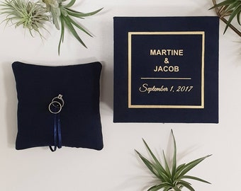 Personalized wedding ring box with pillow | Wedding ring pillow | Ring bearer box | Custom ring box | Ceremony ring box