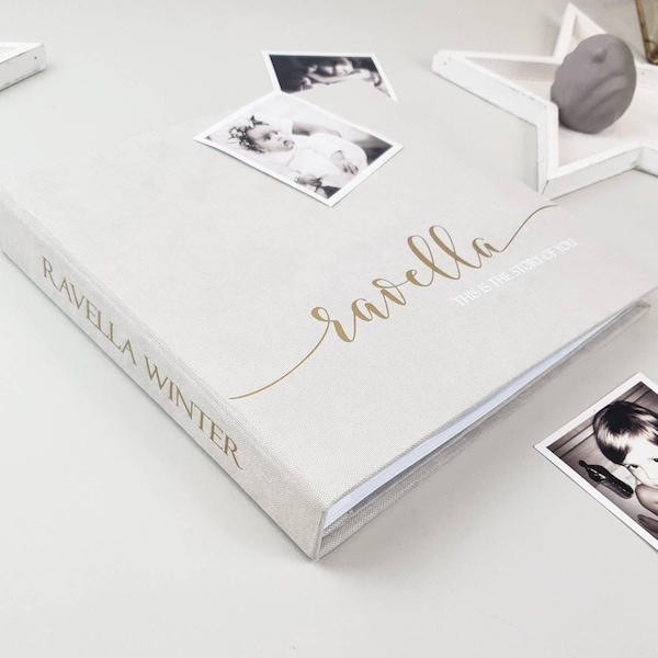 First Year Baby Memory Book | Light Gray Baby Album | Modern Baby Journal | Baby Shower Gift | Baby Book | 5 Year Baby Book