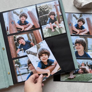 Gepersonaliseerde moderne fotoalbum met mouwen tot 4x6 foto's, inschuifbaar familiefotoalbum, kinderfotoalbum, herinneringen fotoalbum afbeelding 2