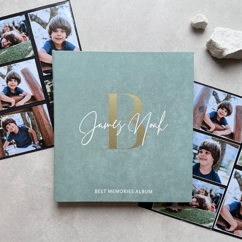 Personalized Modern Photo Album With Sleeves up to 4x6 Photos, Slip in Family Photo Album, Childhood Photo Album, Memories Photo Album image 1