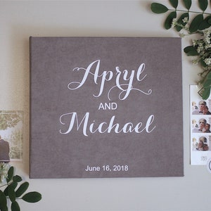 Gray Wedding Album With White Lettering, Instax Picture Album, Personalized Photo Guest Book, Instax Wedding Book, Photo Booth Album