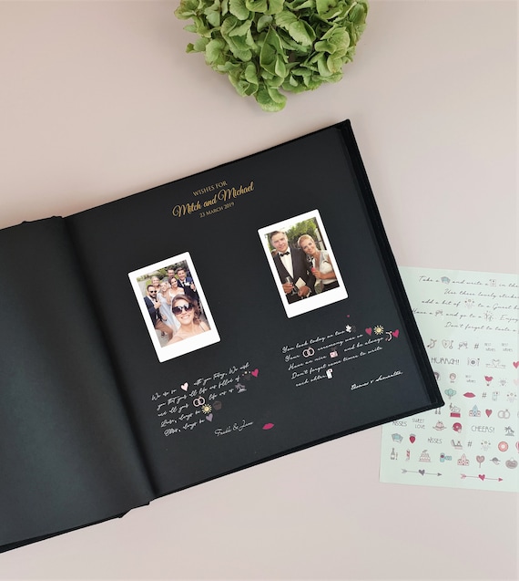 Black Wedding Album, Instant Guest Book, Black Pages, Instax