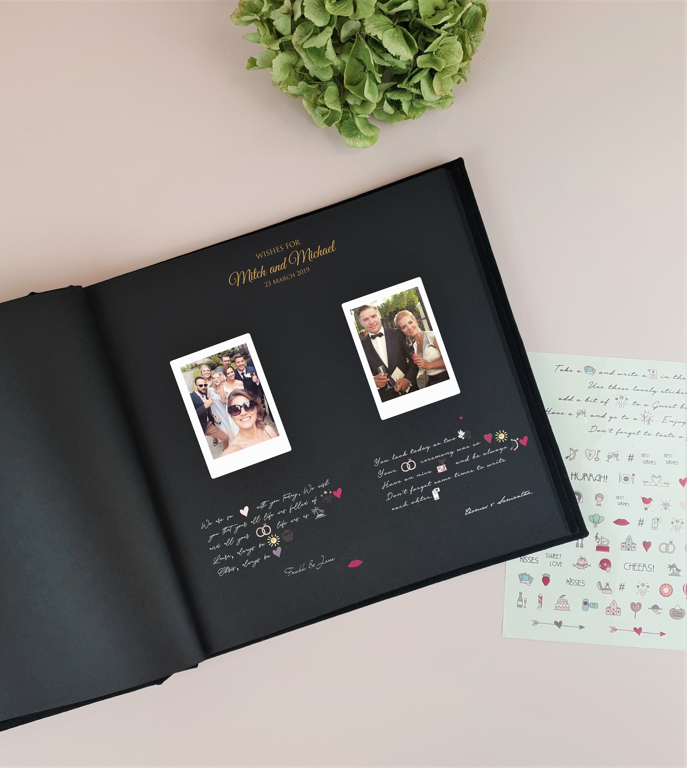 KIJETA kijeta black polaroid guest book for wedding, funeral, baby