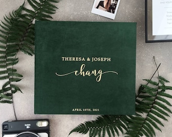 Hunter Green Instax Guest Book With Foil Gold Lettering, Instax Photo booth Guest Book, Wedding Album
