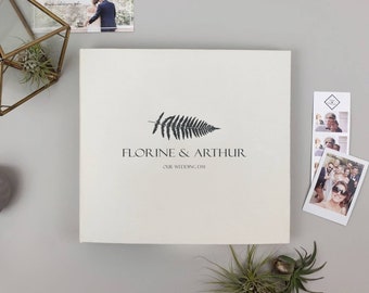 Wedding Album Ivory With Black Fern Lettering, Personalized Photo Guest Book, Instax Wedding Book, Photo Booth Album