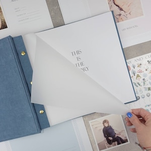 First Year Baby Memory Book | Dusty Blue Baby Album With White Name | Modern Baby Journal | Baby Shower Gift | Baby Book | 5 Year Baby Book
