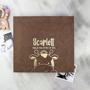 First Year Baby Memory Book | Brown Baby Album | Modern Baby Journal | Baby Shower Gift | Baby Book | 5 Year Baby Book