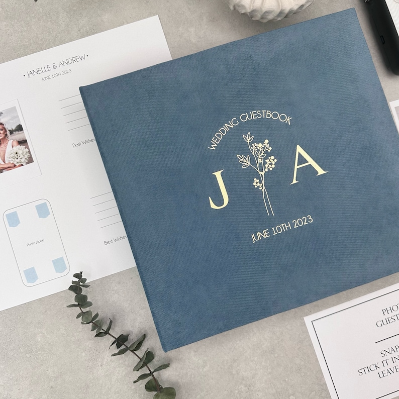 Wedding Album With Gold Lettering, Personalized Photo Guest Book, Instax Wedding Book, Photo Booth Album image 2