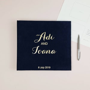 Navy Blue Wedding Album with Gold Lettering, Instax Picture Album, Personalized Photo Guest Book, Instax Wedding Book, Wedding Advice Book
