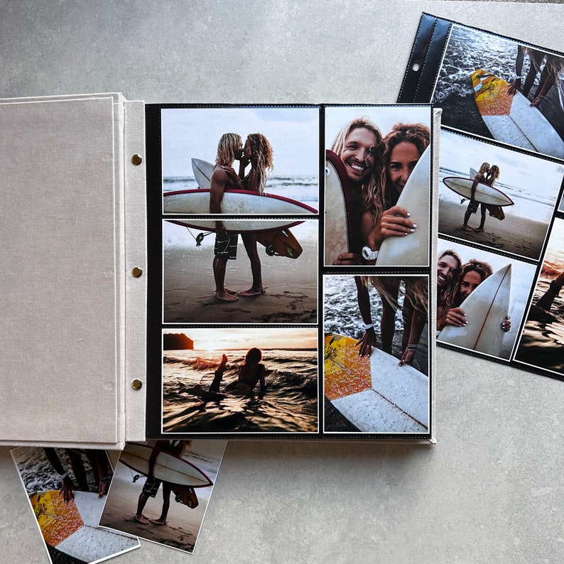 Personalized Custom Couple Photo Album With Sleeves up to 4x6 Photos, Slip in Family Photo Album, Wedding album image 5