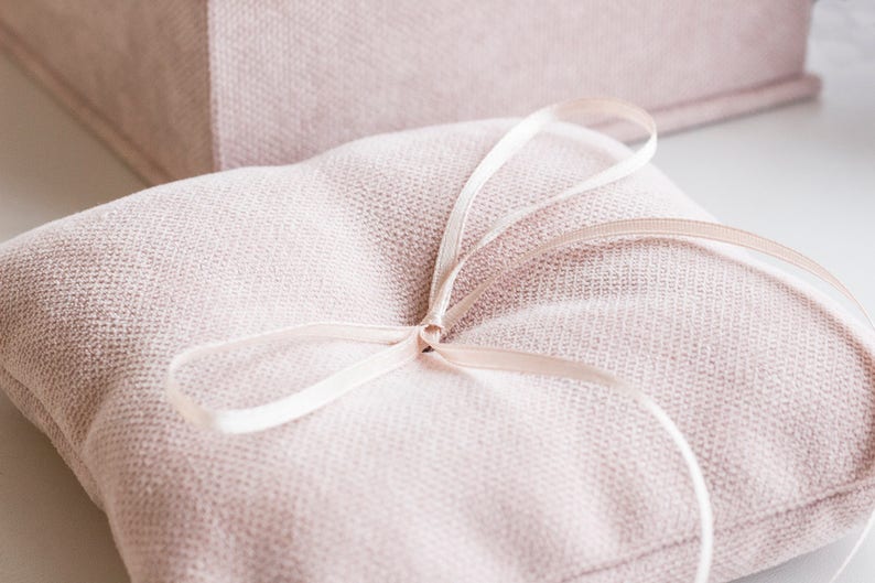 I do wedding Blush pink personalised wedding ring box with wedding vow books and wedding ring pillow Box for wedding ring Custom ring box