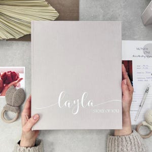 Personalized Baby Memory Book Binder | First Year Baby Book | Baby Journal Photo Album | Baby Shower and Baby Registry Gift For New Parents