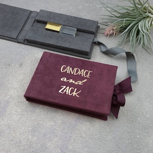 Logo USB Box: Custom Wedding USB Case, Ribbon Detail