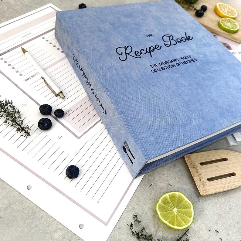 Personalised Recipe Book Binder, Cookbook, Custom A4 4 Ring Binder with Sleeves, Hard Cover Binder, Recipe Organizer book, Cooking Gift