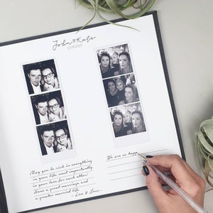 Wedding Guest Book Dark Gray With Matte Gold Lettering, Personalized Photo Guest Book, Instax Wedding Album, Photo Booth Album