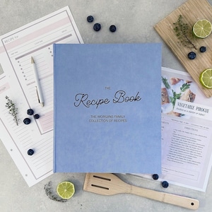 Gepersonaliseerde receptenboekbinder, kookboek, aangepaste A4 ringband met 4 4 ringen met mouwen, binder met harde kaft, boek met receptenorganisator, kookcadeau