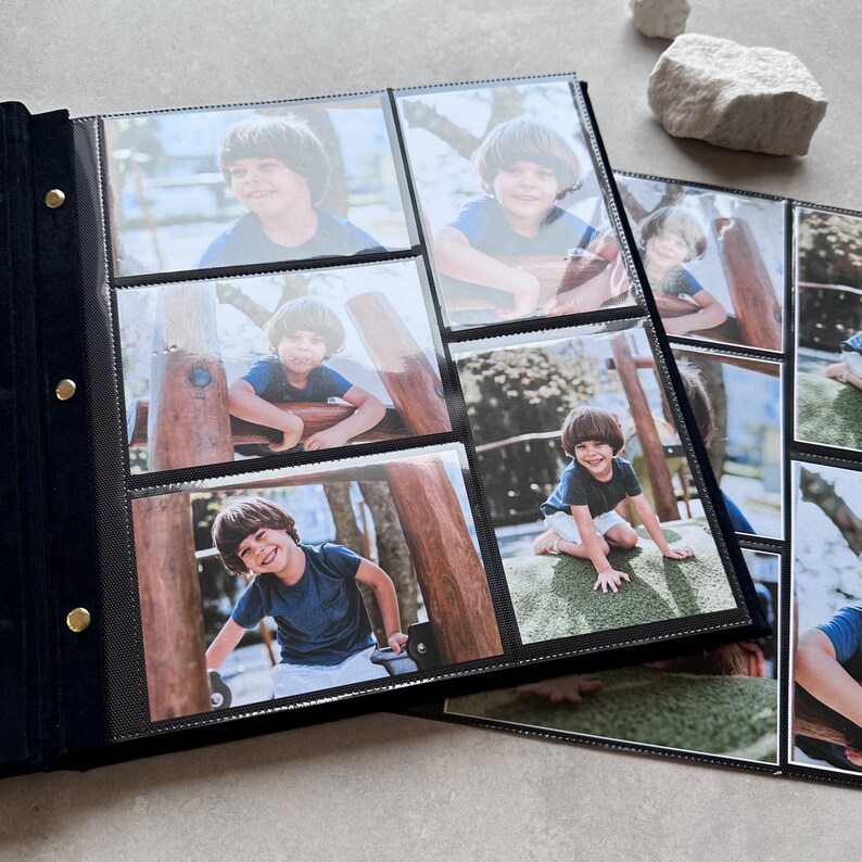 Gepersonaliseerde moderne fotoalbum met mouwen tot 4x6 foto's, inschuifbaar familiefotoalbum, kinderfotoalbum, herinneringen fotoalbum afbeelding 8