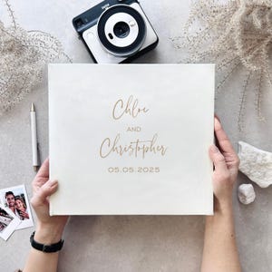 Libro de visitas con fotos personalizado para bodas, álbum de fotos de bodas para todos, película instantánea, mini álbum de fotos cuadrado ancho + cartel de boda impreso a juego GRATIS