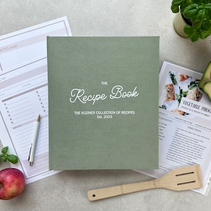 Gepersonaliseerde receptenboekbinder, kookboek, aangepaste A4 ringband met 4 4 ringen met mouwen, binder met harde kaft, boek met receptenorganisator, kookcadeau