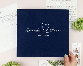 Custom Navy Blue And White Wedding Guestbook Alternative Wedding Guest Book Landscape Instax Guest Book Wedding Reception Book