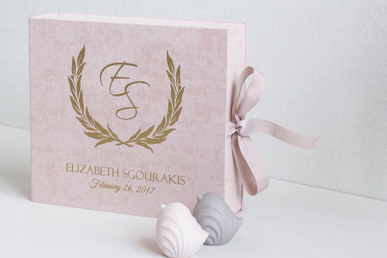 Blush pink Large memory box with gold lettering Time capsule Etsy