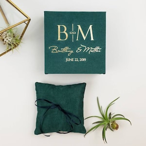 Personalized wedding ring box with pillow | Wedding ring pillow | Ring bearer box | Custom ring box | Ceremony ring box | Newlywed rings box