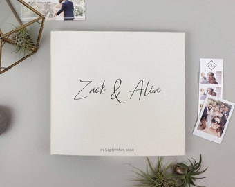 Ivory Wedding Album With Black, Personalized Photo Guest Book, Instax Wedding Book, Photo Booth Album