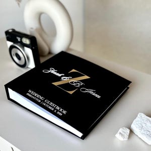 Elegant Wedding Guestbook with Gold Lettering | Personalized Photo Guestbook for Instax Photos | Instax Wedding Book | Photo Booth Album