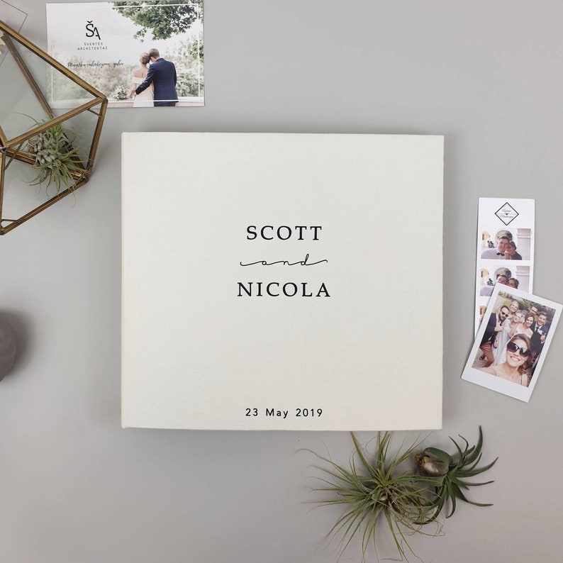 Instant Wedding Album Ivory Guest Book With Black Lettering Instax Photo Album, Birthday Album, Wedding Album image 1